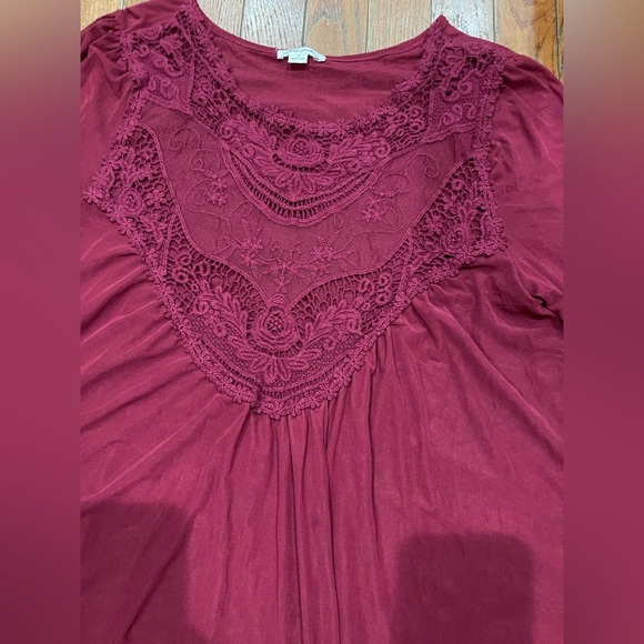 Ultra Pink Burgundy Flared Sleeve Blouse - Picture 7 of 9